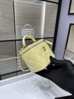Chanel AP2198 Small Vanity With Chain and Top Handle Bag Lambskin Yellow - Default Title - View 6