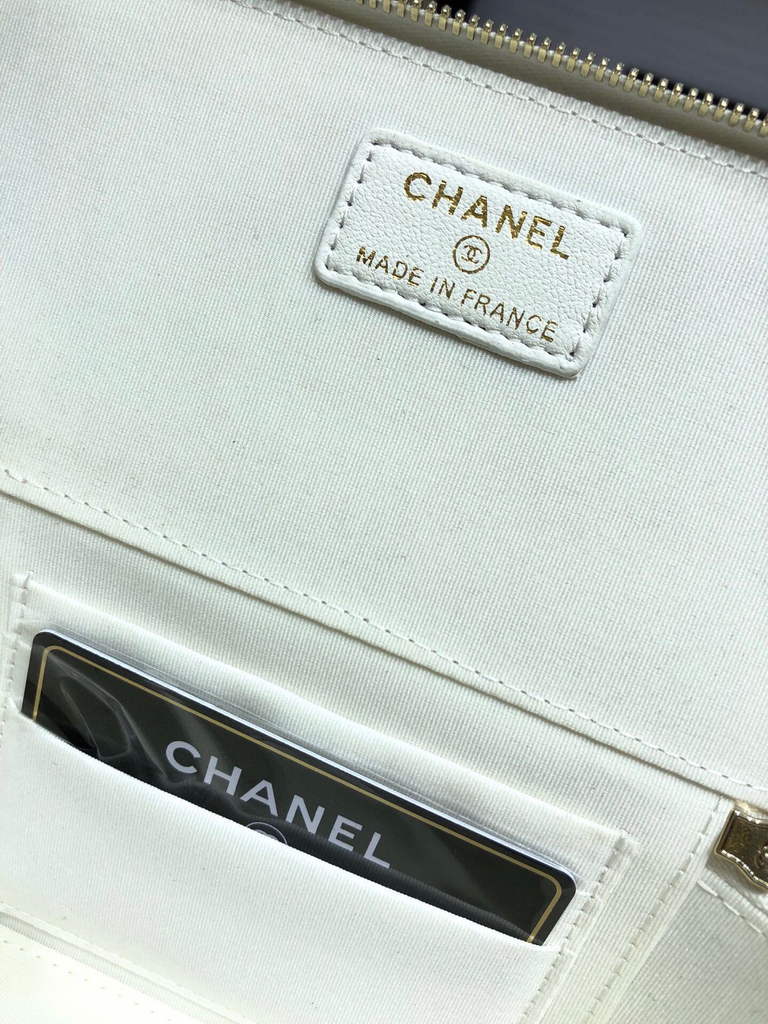 Chanel AP2199 Vanity With Chain Lambskin Gold Tone White