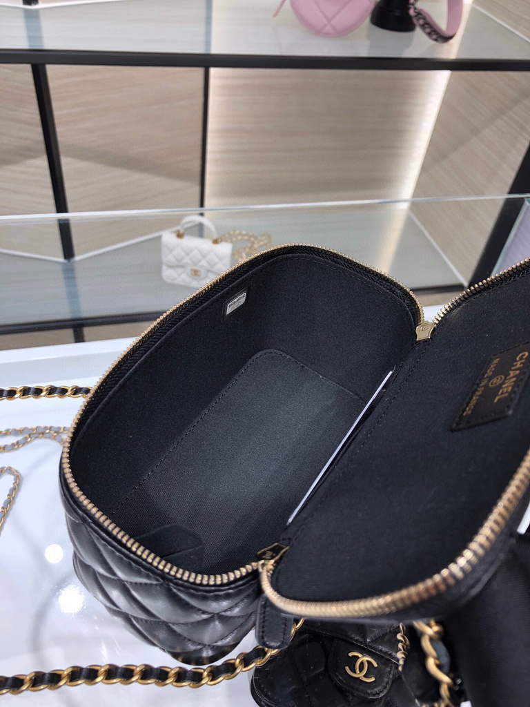 Chanel AP2199 Vanity With Chain Lambskin Gold Tone Black