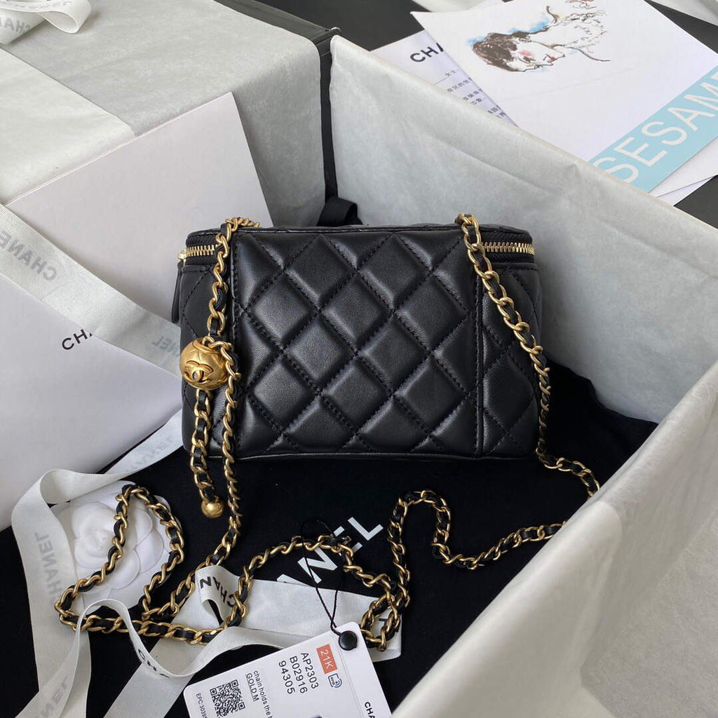 Chanel AP2303 Clutch With Chain in Lambskin Black