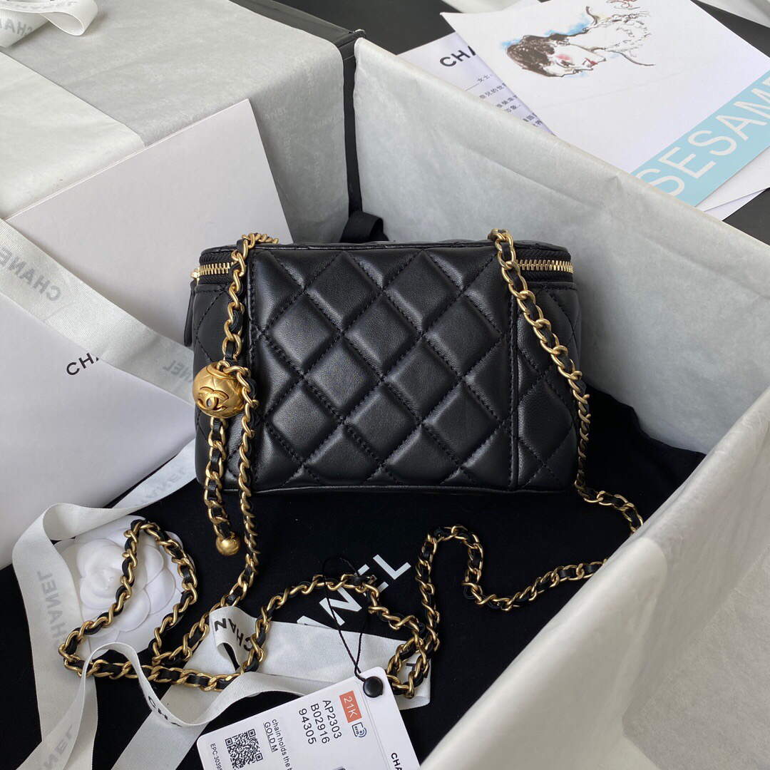 Chanel AP2303 Clutch With Chain in Lambskin Black