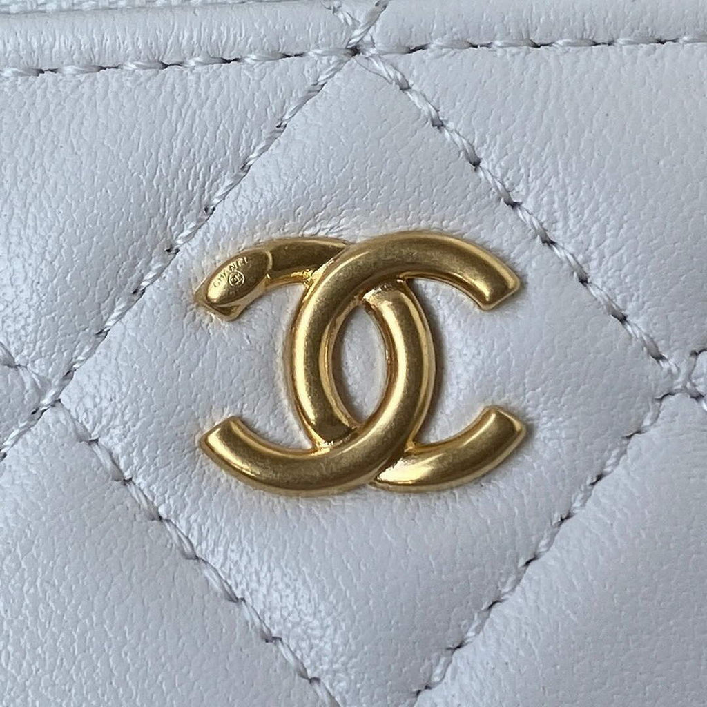 Chanel AP2303 Clutch With Chain in Lambskin White