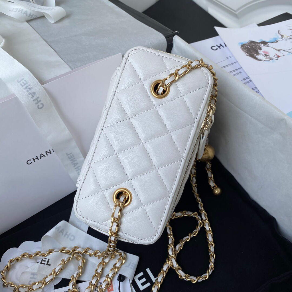 Chanel AP2303 Clutch With Chain in Lambskin White