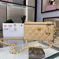 Chanel AP2303 Clutch With Chain in Lambskin gold balls Apricot - Default Title - View 1