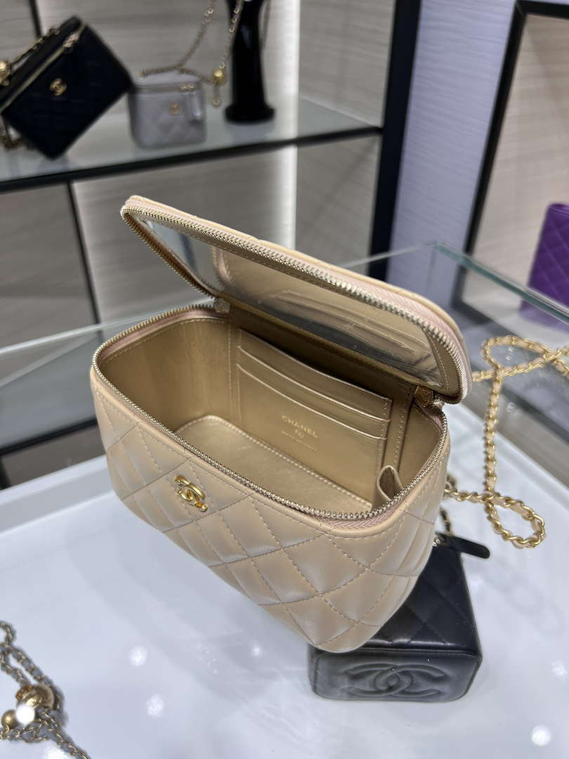 Chanel AP2303 Clutch With Chain in Lambskin gold balls Apricot
