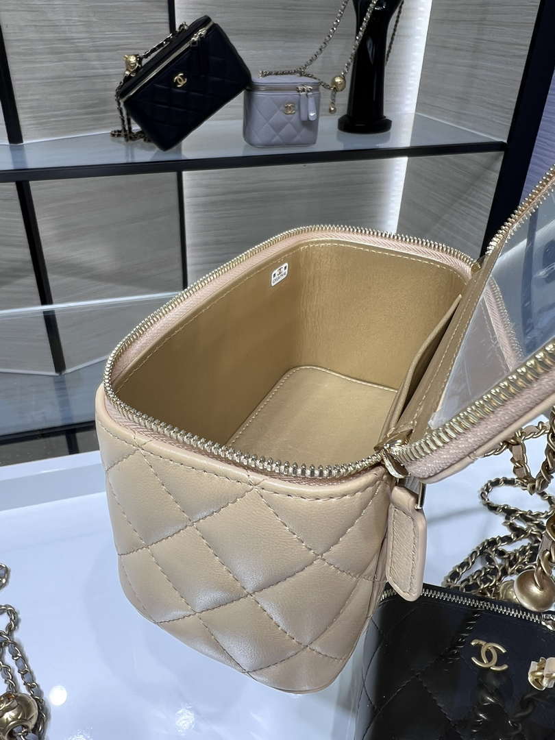 Chanel AP2303 Clutch With Chain in Lambskin gold balls Apricot