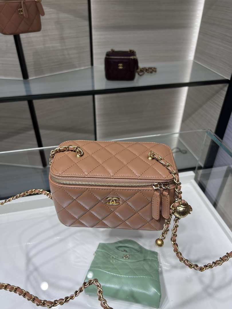 Chanel AP2303 Clutch With Chain in Lambskin gold balls Brown