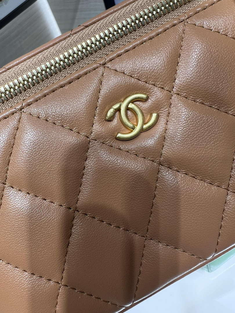 Chanel AP2303 Clutch With Chain in Lambskin gold balls Brown