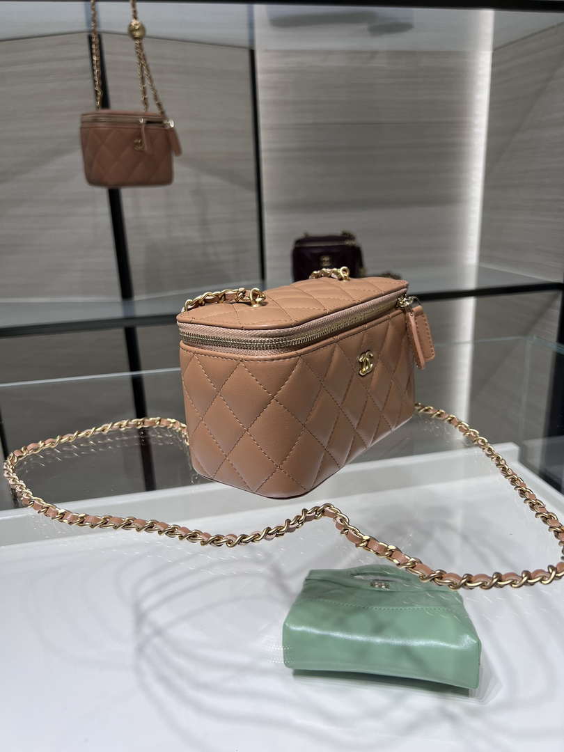 Chanel AP2303 Clutch With Chain in Lambskin gold balls Brown