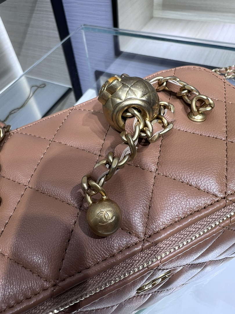 Chanel AP2303 Clutch With Chain in Lambskin gold balls Brown