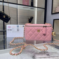 Chanel AP2303 Clutch With Chain in Lambskin gold balls Light Pink - Default Title - View 1
