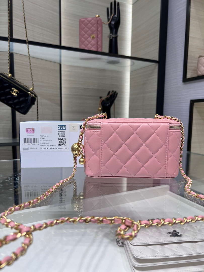 Chanel AP2303 Clutch With Chain in Lambskin gold balls Light Pink