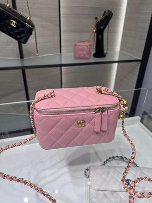 Chanel AP2303 Clutch With Chain in Lambskin gold balls Light Pink - Default Title - View 4