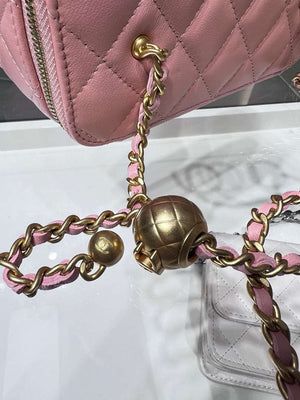 Chanel AP2303 Clutch With Chain in Lambskin gold balls Light Pink - Default Title - View 6