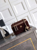 Chanel AP2303 Clutch With Chain in Brown Velvet Diamant¨¦ & Gold-Tone Metal