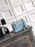 Chanel AP2303 Clutch With Chain in Blue Diamant¨¦ & Gold-Tone Metal