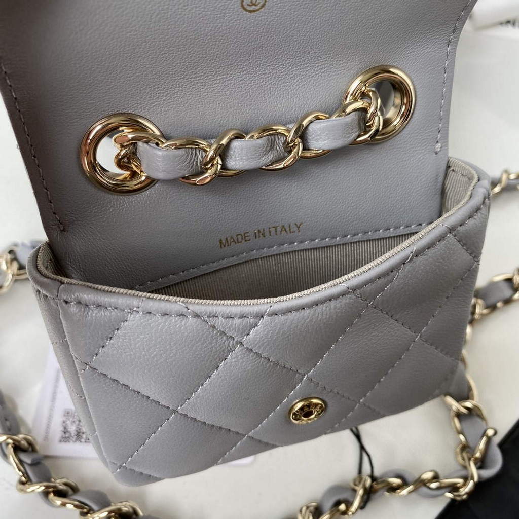 Chanel AP2305 Chanel Mini Flap bag Calfskin Grey