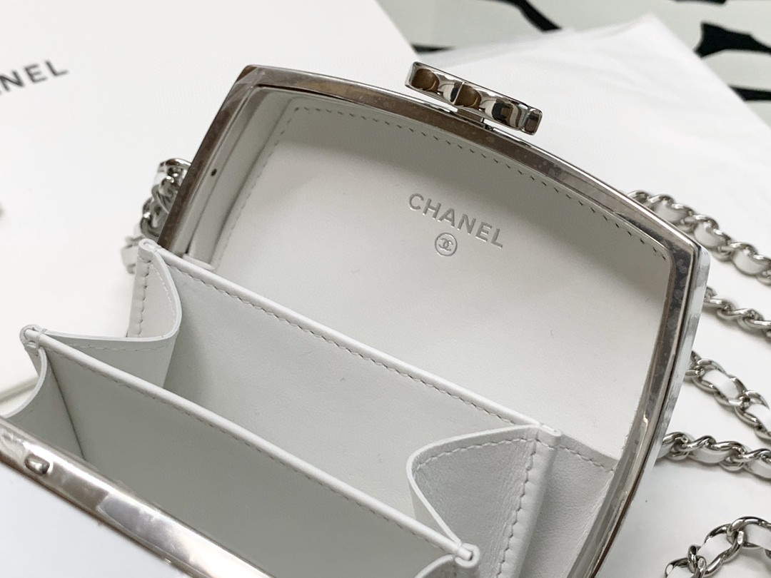Chanel AP2398 Small Vanity Case Lambskin gold-tone metal White and Silver - Default Title - View 8