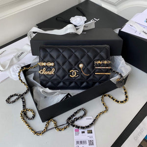Chanel AP2508 Wallet On Chain Lambskin Shoulder Bag Black - Default Title - View 1