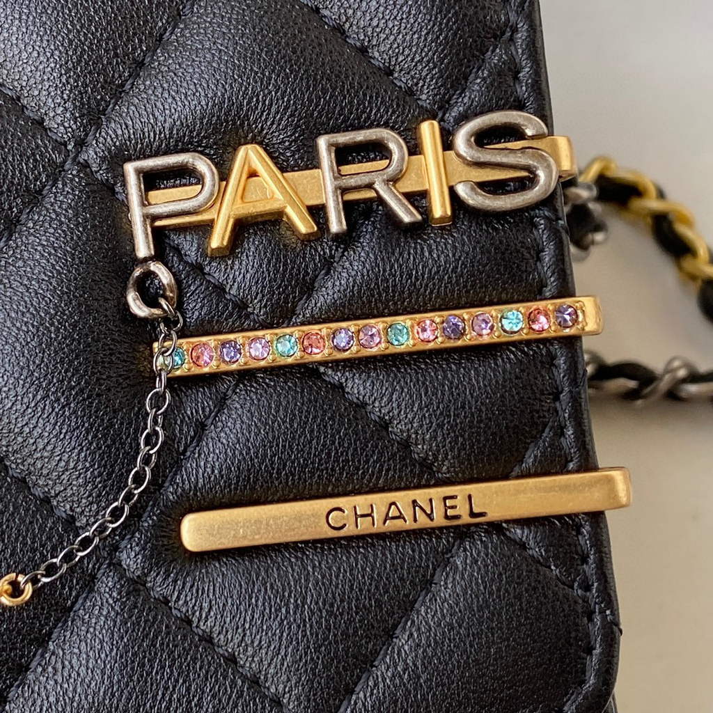 Chanel AP2508 Wallet On Chain Lambskin Shoulder Bag Black