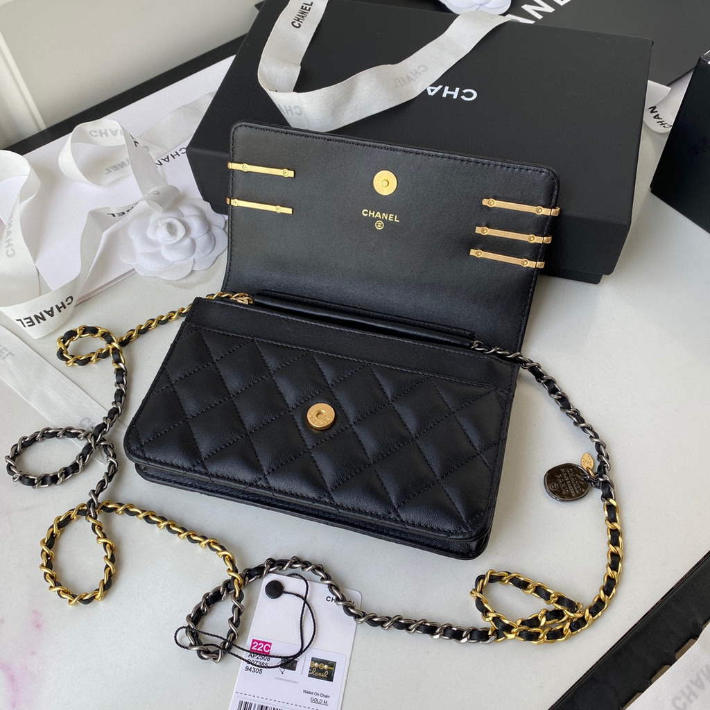 Chanel AP2508 Wallet On Chain Lambskin Shoulder Bag Black