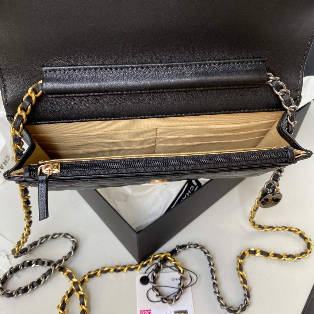 Chanel AP2508 Wallet On Chain Lambskin Shoulder Bag Black