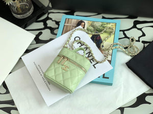 Chanel AP2553 Small Vanity with Chain Grained Calfskin Green - Default Title - View 1