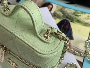Chanel AP2553 Small Vanity with Chain Grained Calfskin Green - Default Title - View 4