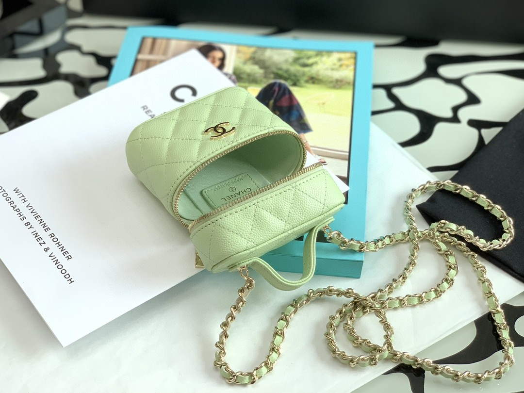 Chanel AP2553 Small Vanity with Chain Grained Calfskin Green - Default Title - View 7