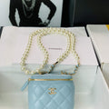 Chanel AP2581 Small Vanity with Chain lambskin Blue - Default Title - View 1