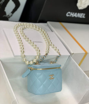 Chanel AP2581 Small Vanity with Chain lambskin Blue - Default Title - View 2