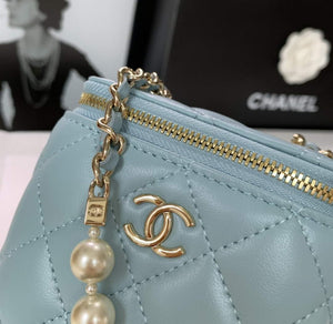 Chanel AP2581 Small Vanity with Chain lambskin Blue - Default Title - View 6