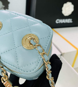 Chanel AP2581 Small Vanity with Chain lambskin Blue - Default Title - View 7