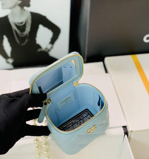 Chanel AP2581 Small Vanity with Chain lambskin Blue - Default Title - View 9