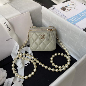 Chanel AP2581 Small Vanity with Chain lambskin Gray - Default Title - View 1