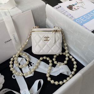 Chanel AP2581 Small Vanity with Chain lambskin White - Default Title - View 1