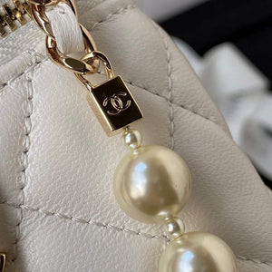 Chanel AP2581 Small Vanity with Chain lambskin White - Default Title - View 5
