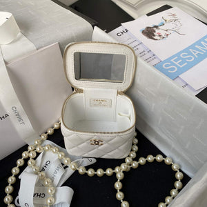 Chanel AP2581 Small Vanity with Chain lambskin White - Default Title - View 6