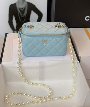 Chanel AP2582 Vanity with Chain lambskin Blue - Default Title - View 1