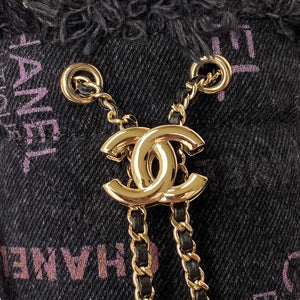 Chanel AP2603 Mini Bucket Bag with Chain Printed Denim Gold Black - Default Title - View 3