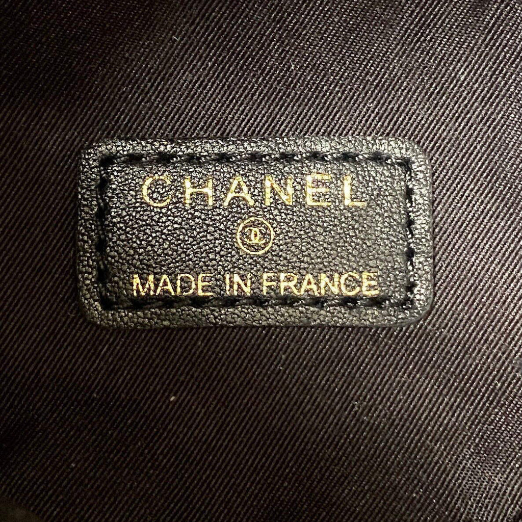 Chanel AP2603 Mini Bucket Bag with Chain Printed Denim Gold Black