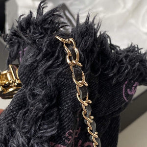 Chanel AP2603 Mini Bucket Bag with Chain Printed Denim Gold Black - Default Title - View 9