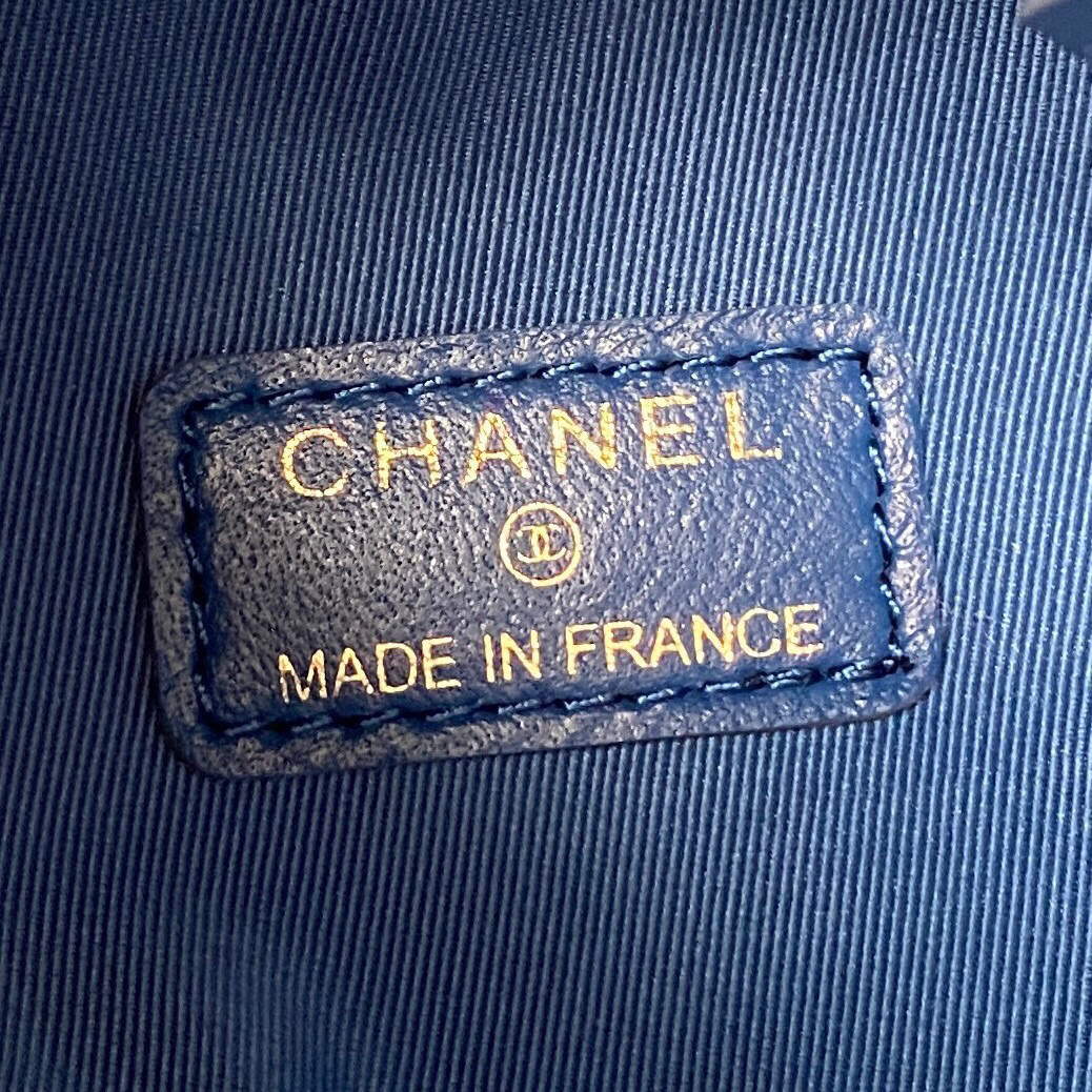 Chanel AP2603 Mini Bucket Bag with Chain Printed Denim Gold Blue - Default Title - View 8
