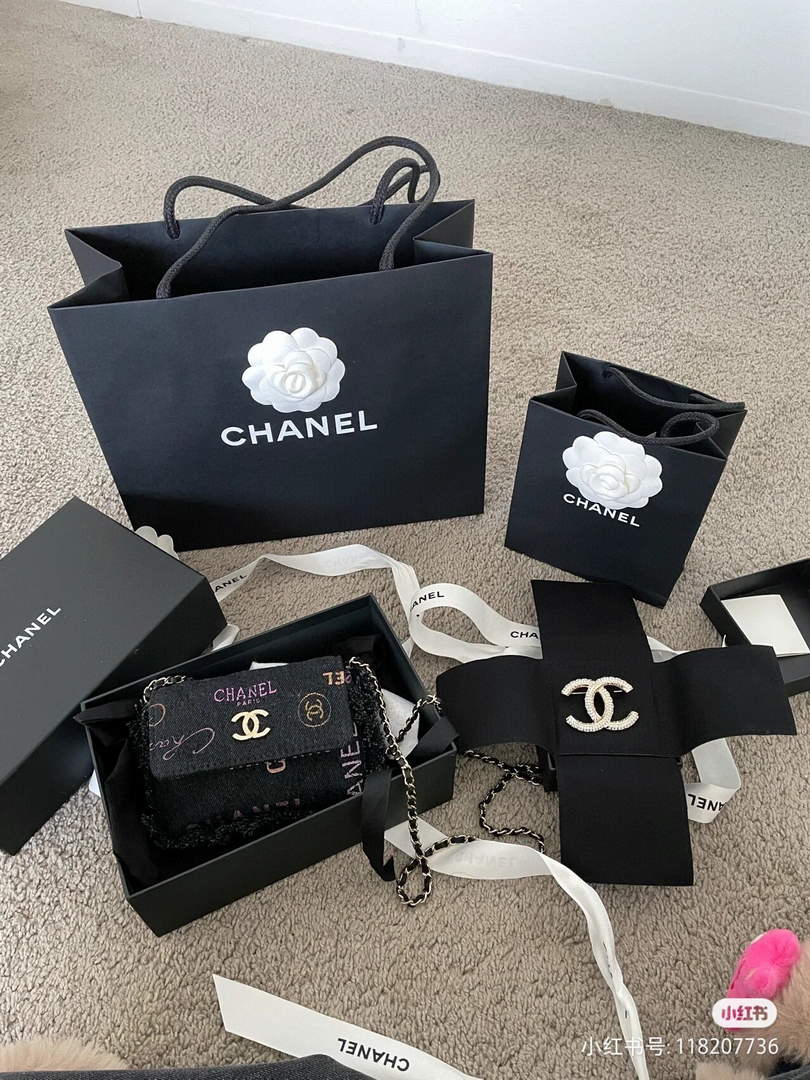 Chanel AP2623 Belt bag printed Denim gold Black - Default Title - View 9