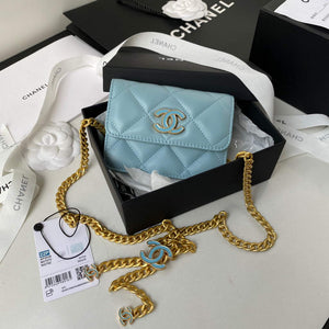 Chanel AP2635 Clutch With Chain Lambskin Blue - Default Title - View 1