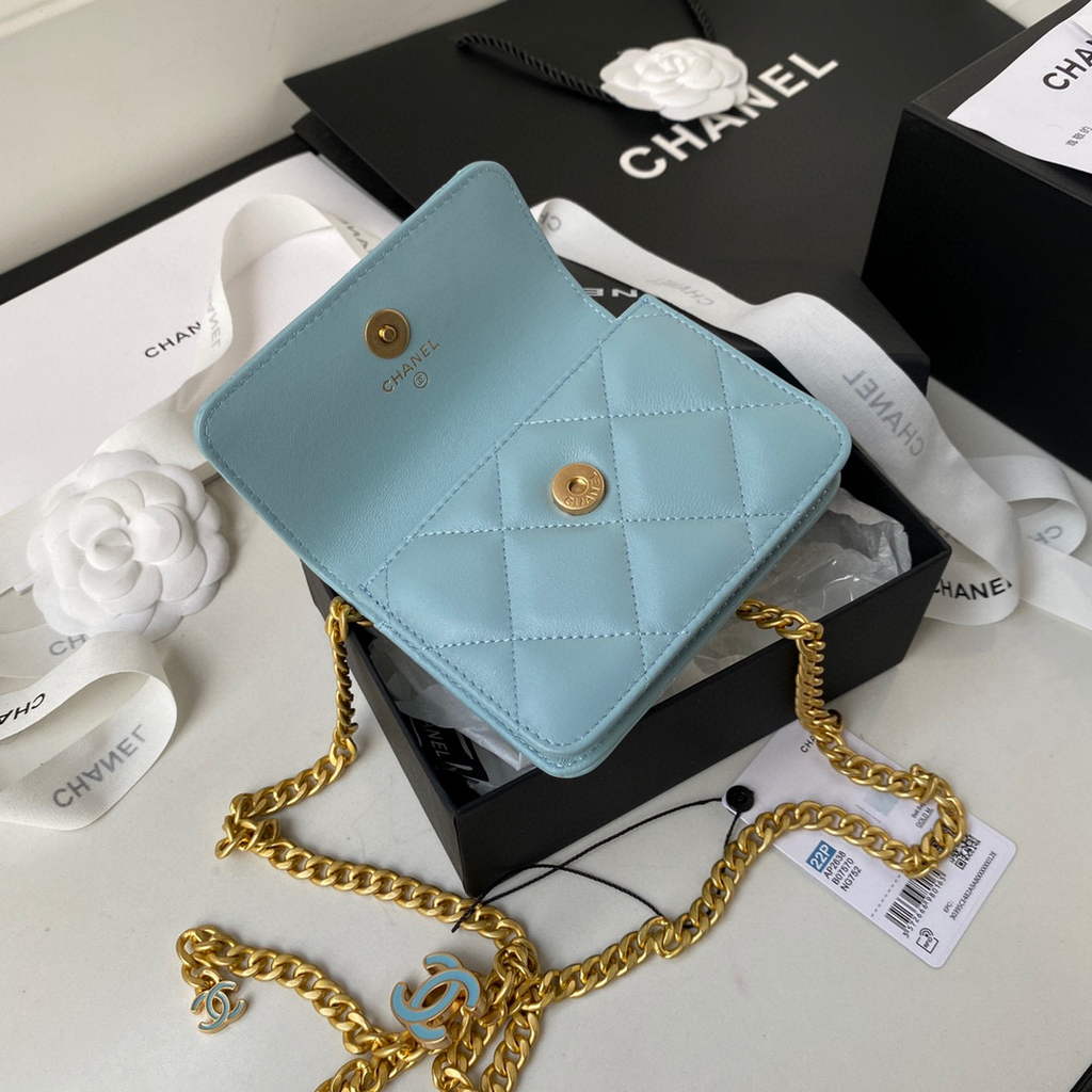Chanel AP2635 Clutch With Chain Lambskin Blue