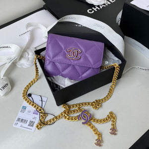 Chanel AP2635 Clutch With Chain Lambskin Purple - Default Title - View 1