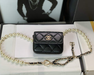 Chanel AP2654 Belt bag lambskin Imitation Pearls gold Black - Default Title - View 1