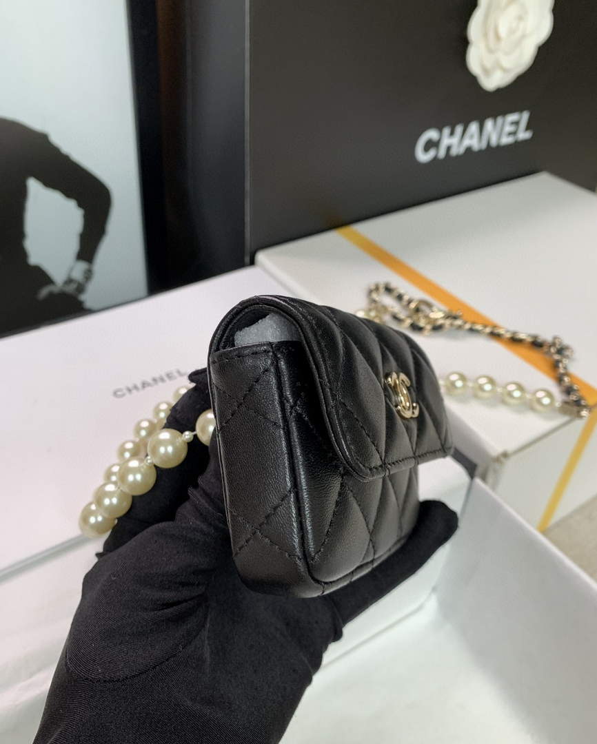 Chanel AP2654 Belt bag lambskin Imitation Pearls gold Black - Default Title - View 4
