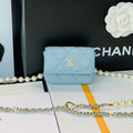 Chanel AP2654 Belt bag lambskin Imitation Pearls gold Light Blue - Default Title - View 1